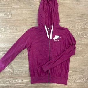 Nike Junior’s Zip Up Hoodie Sweatshirt Magenta Pink